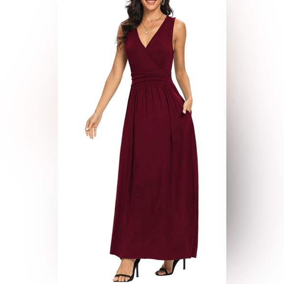 Burgundy Cross Front Maxi Dress - Picture 4 of 5